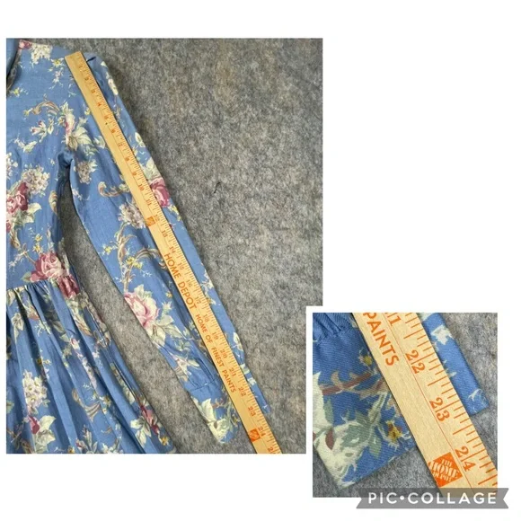 Laura Ashley Cottagecore Romantic Feminine Prairie Floral Cotton Wool Dress Sz 8 - Picture 16 of 16